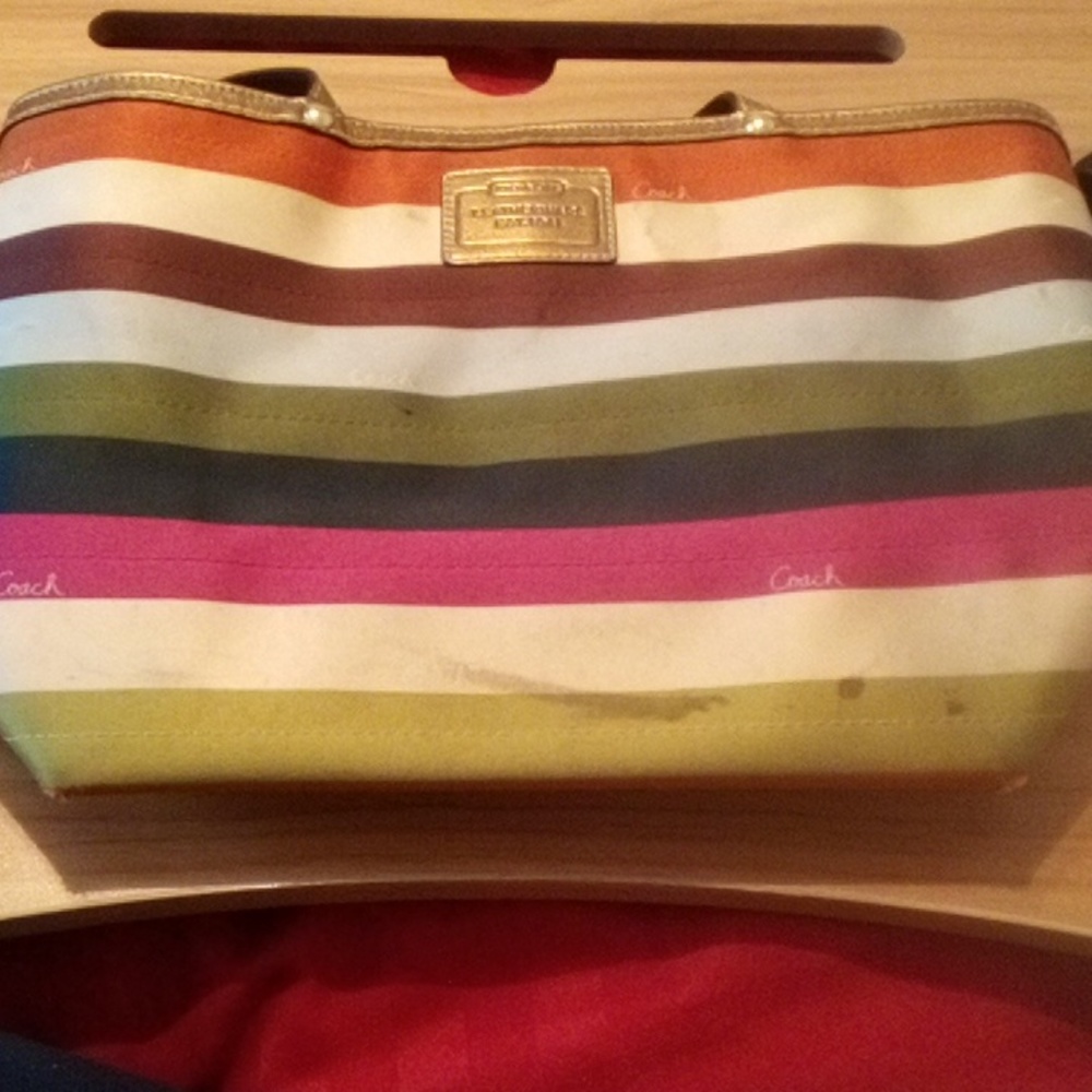 Authentic Colorful striped Coach tote